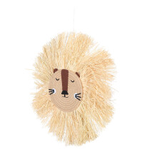5Pcs Wall Hanging Decor: Handwoven Raffia Lion Boho Nursery Ornament