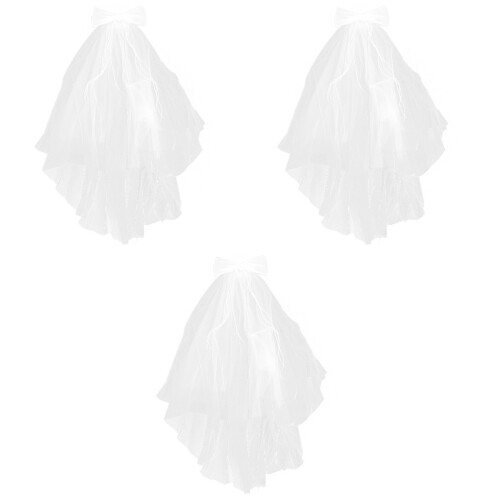 3St Witte Bruidsluier Met Strik Kant Perfect Bruiloftsfeest 2