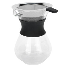 400ml Glass Coffee Pot Reusable with Stainless Steel Filter Manual Maker
