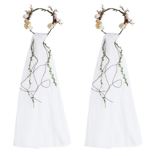 2St Beach Wedding Haarkrans Met Tule En Hoofdaccessoire 1