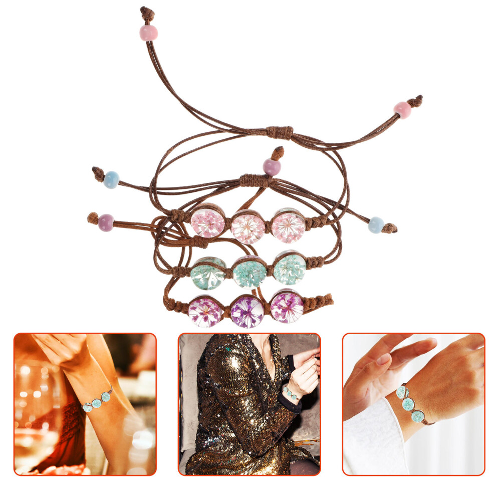 12 Sztuk RęCznie Wykonana Bransoletka Z Wiecznymi Suszonymi Kwiatami-image