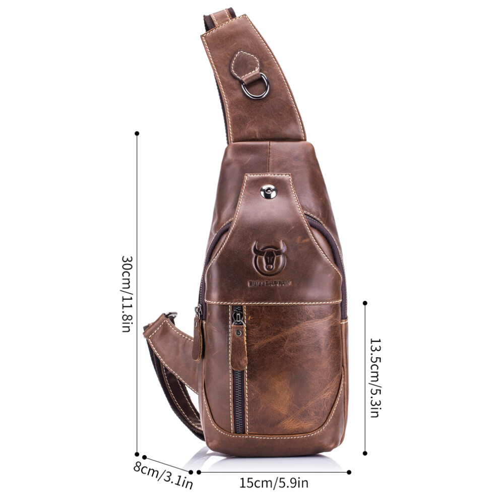 Men Leather Sling Bag Casual Crossbody Travel Daypack 15x8x30cm-image-OPC-PMVQY55-NEW