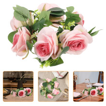 5Stk Kerzenring Künstliche Rosenblume Tischmitte Für Hochzeit