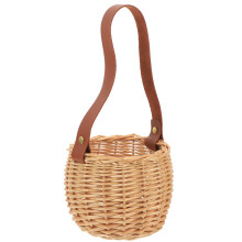 2Stk Mini Rattan Geflochtener Blumenkorb Tragbarer Picknickkorb