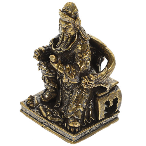 3Stk Desktop Guan Statue Messing Skulptur Figur