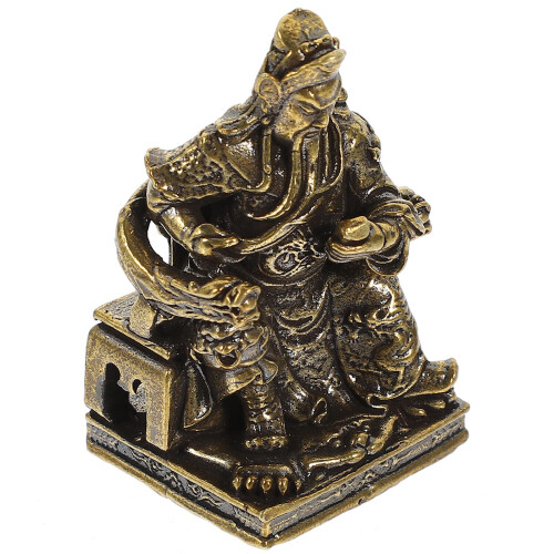 3Stk Desktop Guan Statue Messing Skulptur Figur 2