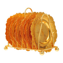 4Sets Snacktablett Mit Stauraum Und Goldfarbenem Ablagegestell