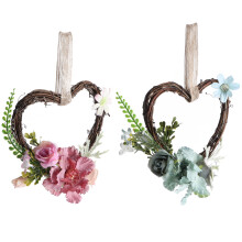 6Stk Mehrfarbige Künstliche Rattan Herz Blumen Wandbehang Für Hochzeit