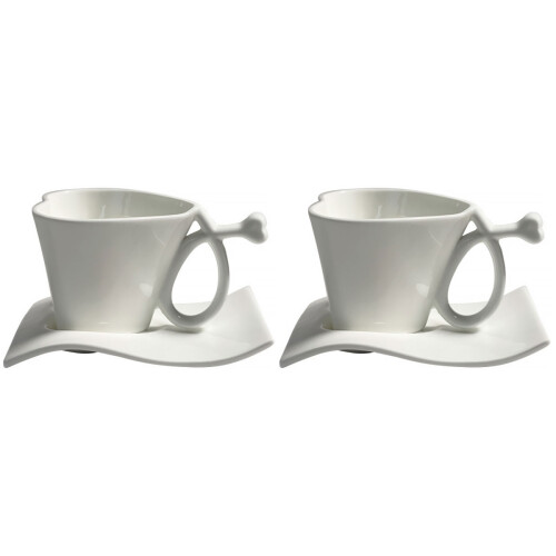2Sets Weißes Cup Set Ergonomisch Komfortabel 2