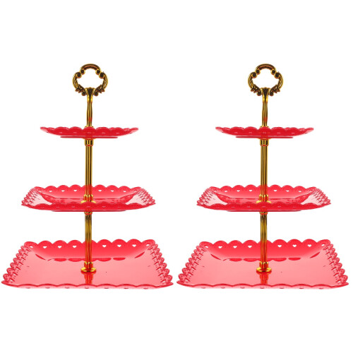 2Stk Roter 3-Lagiger Cupcakehalter Hochzeitstafel 1