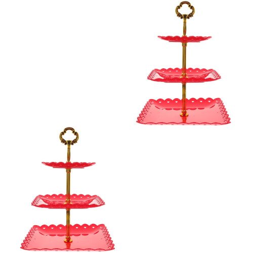 2Stk Roter 3-Lagiger Cupcakehalter Hochzeitstafel 2