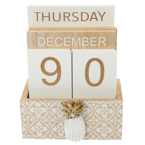 2Stk Rustikaler Holzblock Kalender Für Home Office Desktop 1