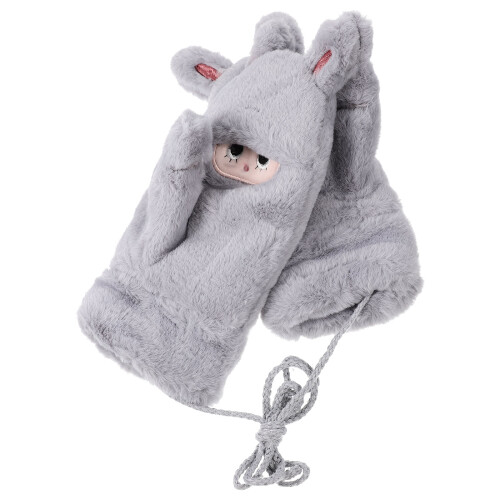 2 Paar Damen Winter Flauschige Plüschhandschuhe Winddicht 1