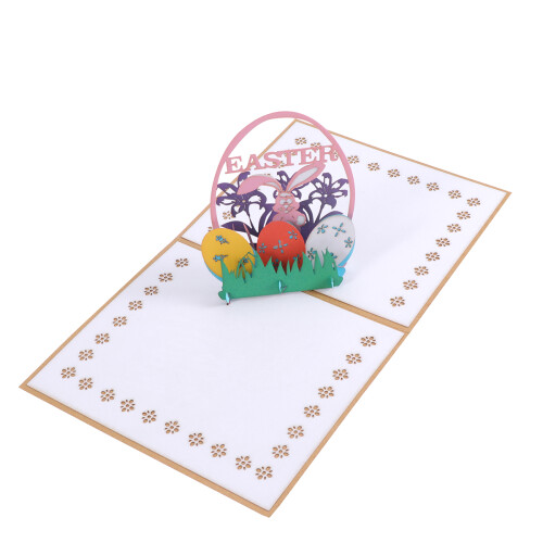 3Stk Ostern -Up Karten Bunt Mit Hasen Eier Blumen Motiven
