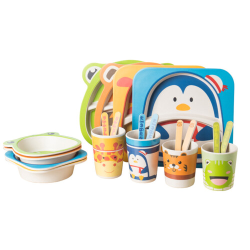 5 Unidades Cubiertos Infantiles Bambú Vaso