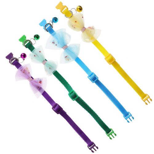 4Pcs Bow Tie Cat Collars for Small Cats Bell Adjustable Assorted