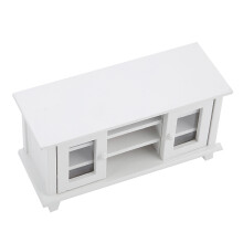 Mini Wooden Dollhouse TV Cabinet 1:12 Scale White Storage for Children's Play
