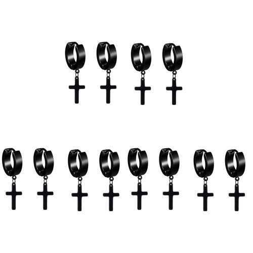 12 Punk Ohrringe Ohrclips Kreuzförmig 1