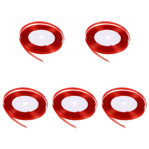 5Stk 6Mm 25 Yard Polyester Seidenband Für Basteln 2