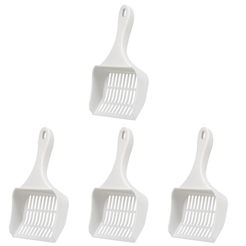 4Stk Katzenstreuschaufel Weiß Mit Filter Ergonomischer 2