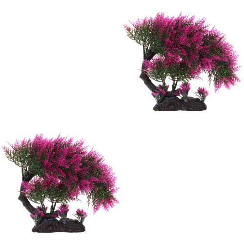 2Stk Künstliche Aquarium Pflanzen Rosa 2