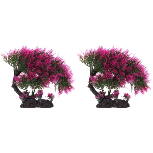 2Stk Künstliche Aquarium Pflanzen Rosa 1