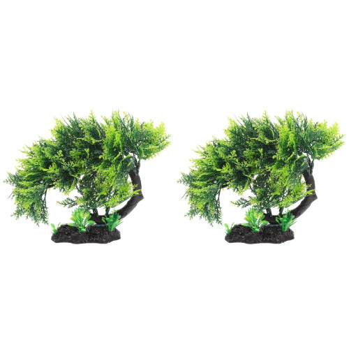 2Stk Aquarium Realistischer Künstlicher Grün 1