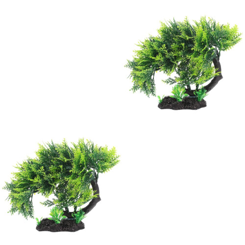 2Stk Aquarium Realistischer Künstlicher Grün 2