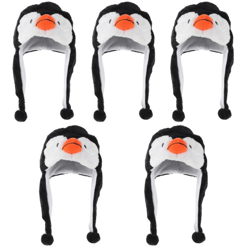 5Stk Elastische Plüsch Pinguin Wintermütze Kinder Tiermütze 2