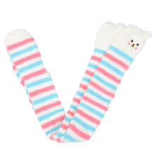 1Pair Warm Girls Stockings Coral Fleece Fuzzy Knee High Long Socks