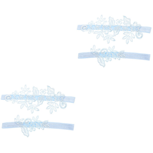 2Sets Himmelblaue Strumpfbänder Gürtel Für Hochzeit 2