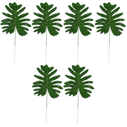 6 Pcs Artificial Scindapsus Leaves Green 2
