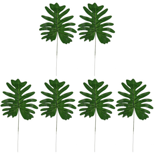 6 Pcs Artificial Scindapsus Leaves Green 1