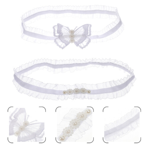 2Pièces Jarretières Blanches En , Accessoire Et 2