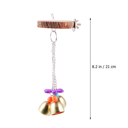 1 Pc Bell Log Standing Board Parrot Training Bite Toy Perch 1