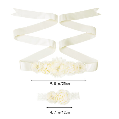 2 Pièces Ceinture Sash De Fleurs Tête Satin 1