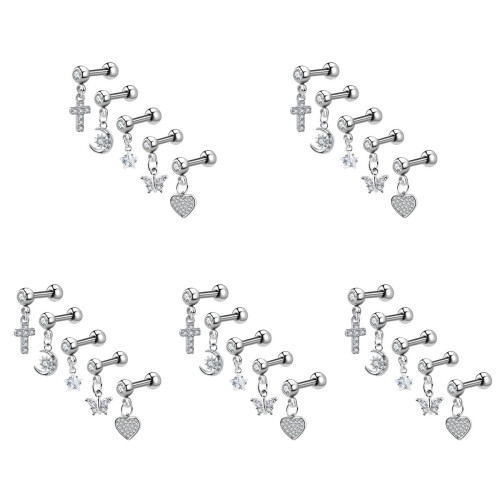 25Pièces Boucles Tragus Cartilage Acier Style Unique Et Élégant 1