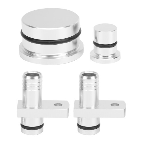 Aluminium PCV Reroute Fitting Kit for GM Duramax 6.6L 2004.5-2010 Silver 1