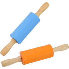 Rolo de silicone com cabo de madeira, superfície antiaderente para um manuseio suave na confecção de fondant e massa folhada francesa, fácil de
