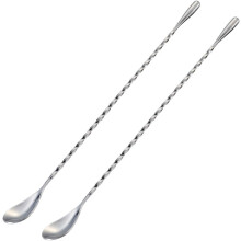 BarBartenderTools roestvrijstalen menglepels, 30 cm lange steel, zwart, 2 stuks
