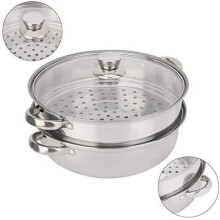 Effortless Cooking Experience, Porous Design Steamer Pot, Food Grade Stainless Steel Cookware, Thickened Handle for Comfortable Grip, Glass Material L