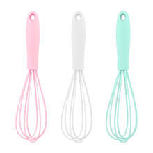 Mini batidor de diseño compacto, batidor de silicona resistente al calor para cocinar - Juego de 3 batidores coloridos, no raya, no deja residuos,