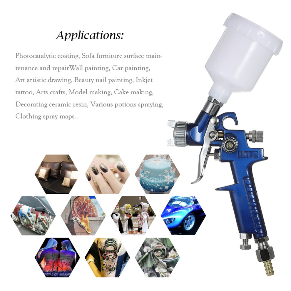 Mini Hvlp Airbrush Kit 1.0Mm Gravity Feed For Car Art & Crafts, Blue 5051359823722