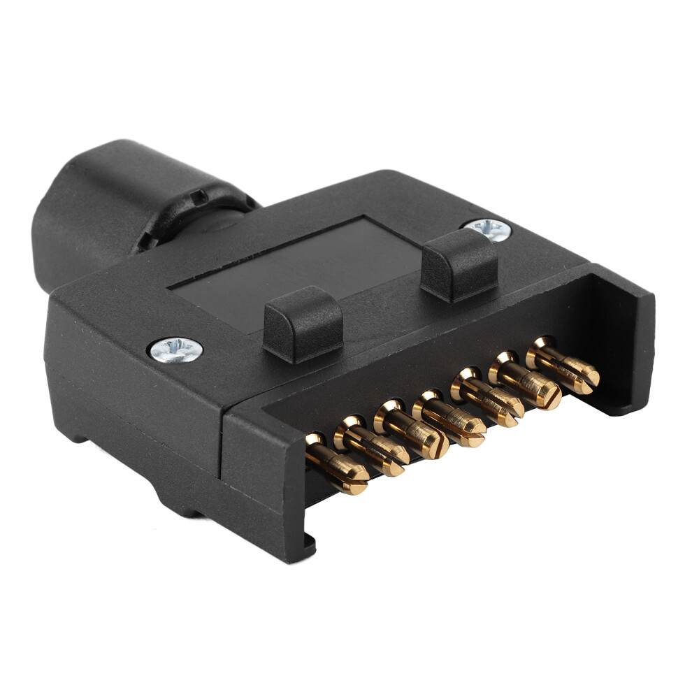 7 Pin Flat Male Plug Trailer Connector Adaptor For Truck Rv Car Ship Black 8471359824593