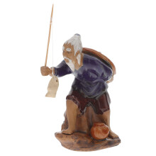 3Stk Fisherman Figurines Aquarium Deko Keramik Ornament
