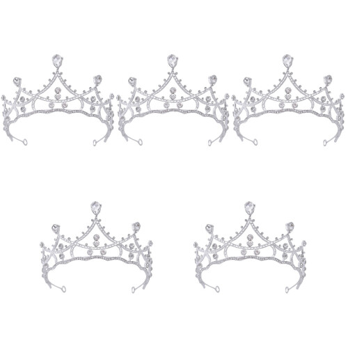 5Stk Glänzende Tiara Silber Hochzeit Brautmode 2