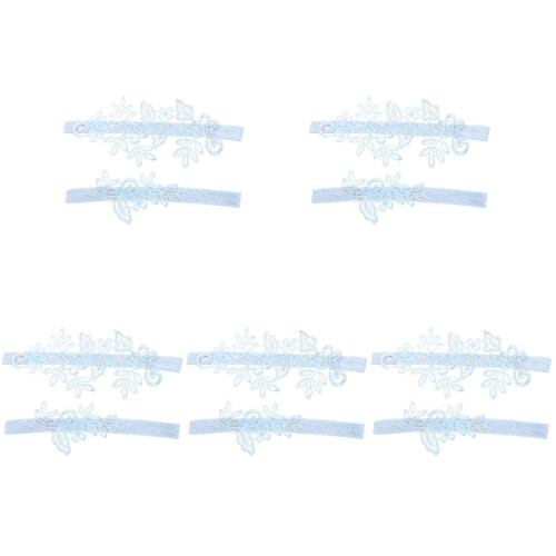 5Sets Himmelblaue Strumpfbänder Spitze Hochzeitsgürtel Elastisch 1