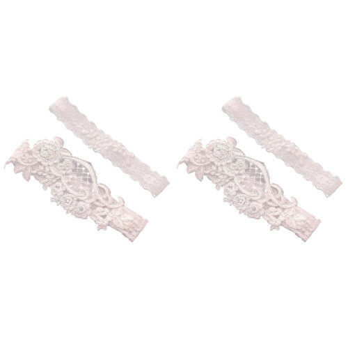 2Paren Witte Wedding Belt Kant Elastisch Bloem Accessoires Bruid 1