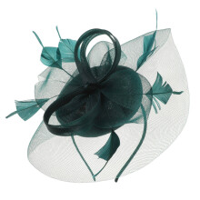 4Stk Dunkelgrüner Gauze Fascinator Hut Damen Haarreif Hochzeit Party