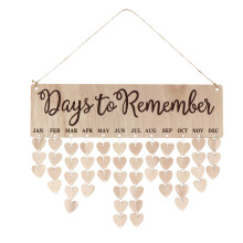3Sets Modischer Holz Geburtstagskalender Beige Dekoratives Wandset